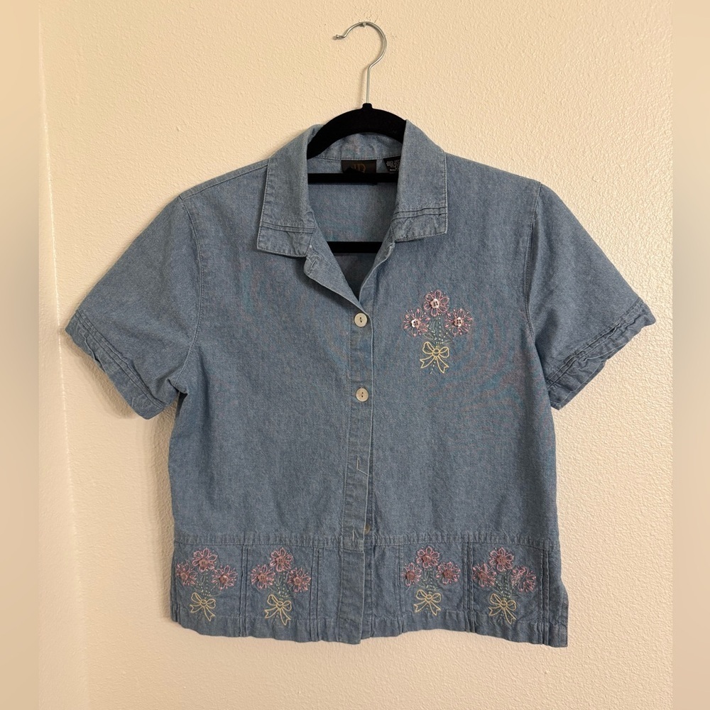 Vintage Jenny Buchanan Chambered Button Blouse PM